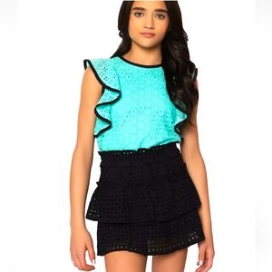 NEW MIA New York Eyelet Top, Girls Size Large